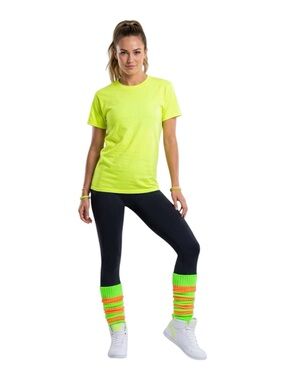 Fruit of the Loom Shirt Women's Small Neon Yellow Platinum Crew Short Sleeve Tee